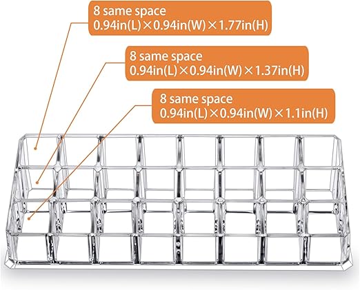 Lipstick Organizer for Vanity,Acrylic Clear Chapstick Lip Gloss Balm Roller Ball Bottle Holder with 24 Slots