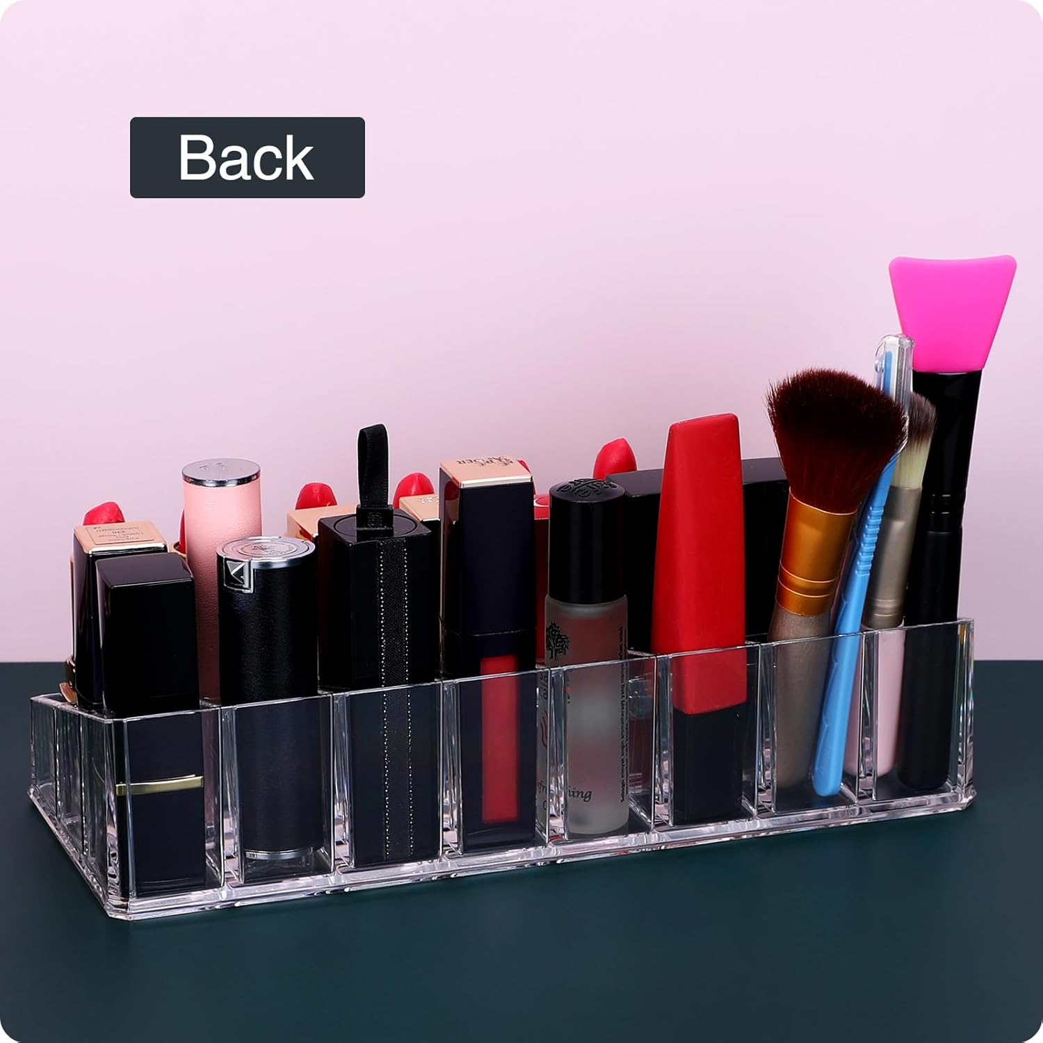 Lipstick Organizer for Vanity,Acrylic Clear Chapstick Lip Gloss Balm Roller Ball Bottle Holder with 24 Slots