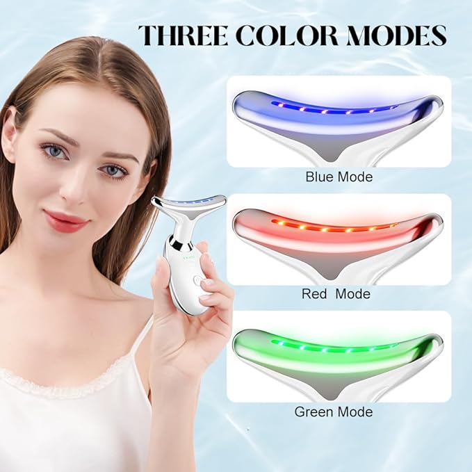 Neck & Face Sculpting Massager – 3 Color Light Modes & Vibration | Double Chin Remover & Skin Tightening Device