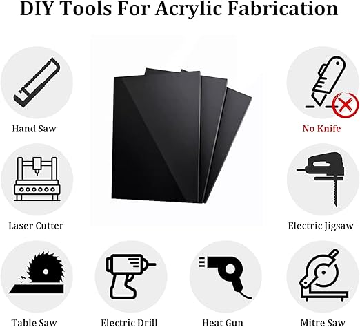 Black Acrylic Sheets, 2 Pcs | Black Plexiglass Sheets, Black Plasitc Board with Protective Paper for DIY Project, Craft, Picture Frames, Sign, Weding invitaton