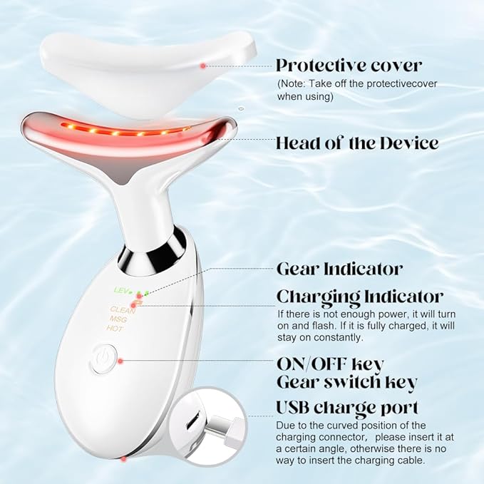 Neck & Face Sculpting Massager – 3 Color Light Modes & Vibration | Double Chin Remover & Skin Tightening Device