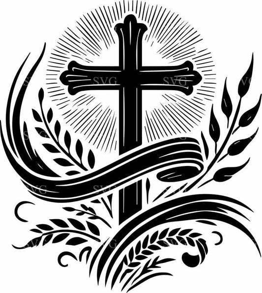 Jesus Cross & Flowers - Christmas & Baptism - For Church or Home