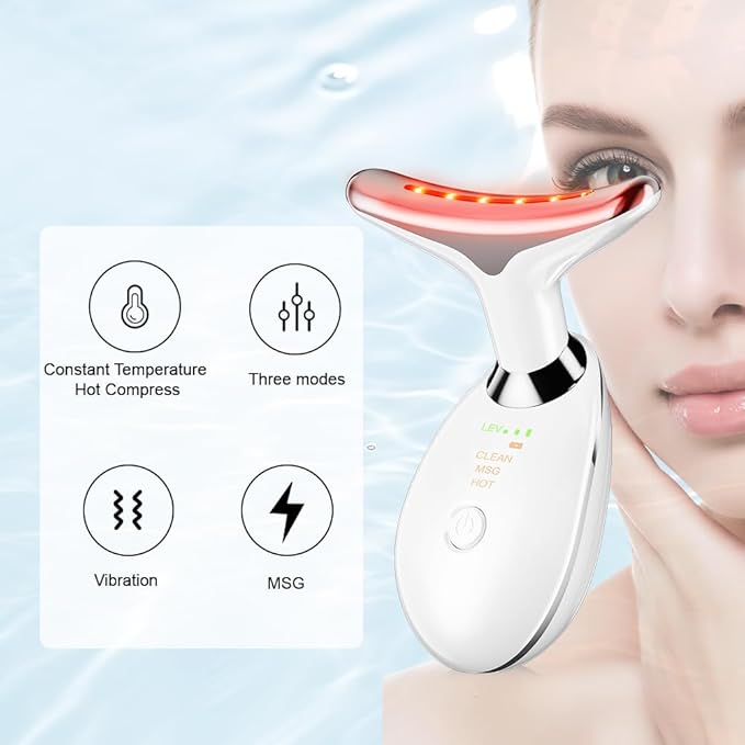 Neck & Face Sculpting Massager – 3 Color Light Modes & Vibration | Double Chin Remover & Skin Tightening Device