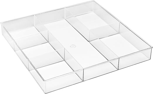 6-Section Clear Acrylic Drawer Organizer – Multipurpose Storage Divider for Home, Office & Vanity
