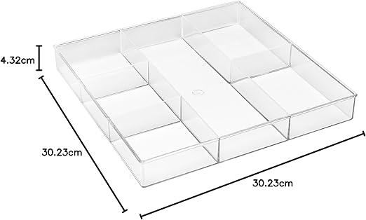 6-Section Clear Acrylic Drawer Organizer – Multipurpose Storage Divider for Home, Office & Vanity
