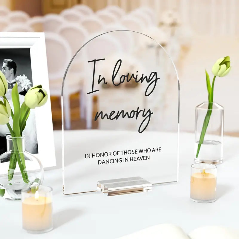 Blank Acrylic Sign with Stand, Arch Transparent Table Number Sign, DIY Wedding Table Menu List Holder, Home Decor Party