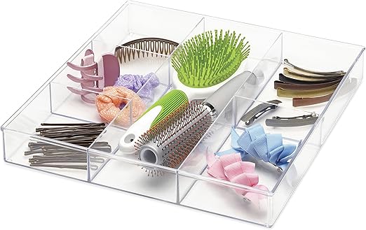 6-Section Clear Acrylic Drawer Organizer – Multipurpose Storage Divider for Home, Office & Vanity