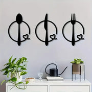 Spoon, Knife and Fork With heart - Beautiful Kitchen Wall Decal - Best For Gifting