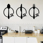 Spoon, Knife and Fork With heart - Beautiful Kitchen Wall Decal - Best For Gifting