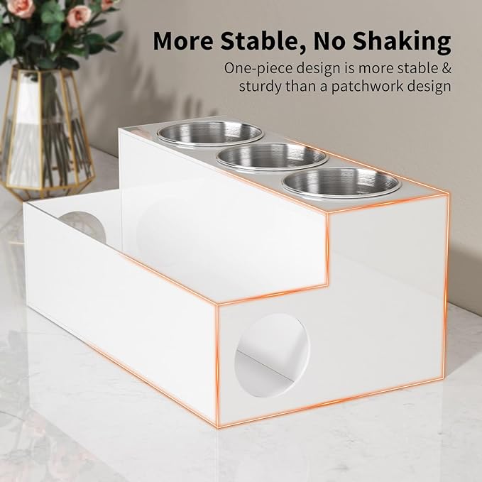 White Acrylic Hair Tool Organizer – Blow Dryer & Styling Holder for Bathroom Countertop & Vanity Storage