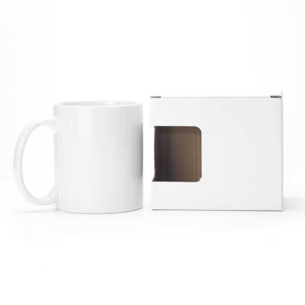 White Sublimation Ceramic Mug with Gift Box – 11 oz Blank Coffee Cup for Printing