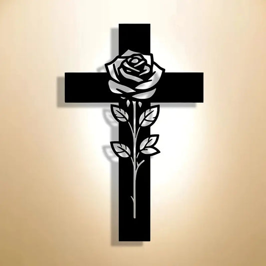 Jesus Cross With Rose Christian Home Decor, Christmas & Baptism Gift