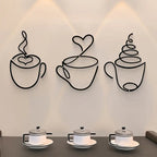 Coffee Cups With Heart - Beautiful Kitchen Wall Decal - Best For Gifting