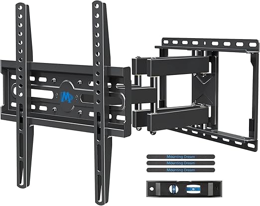 Full Motion TV Wall Mount for 32–65 Inch TVs | Swivel, Tilt & Extend Dual Arm TV Bracket | Heavy Duty Articulating Wall Mount for LED, LCD, 4K & Smart TVs