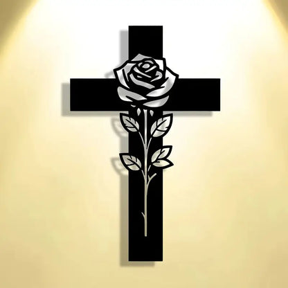 Jesus Cross With Rose Christian Home Decor, Christmas & Baptism Gift