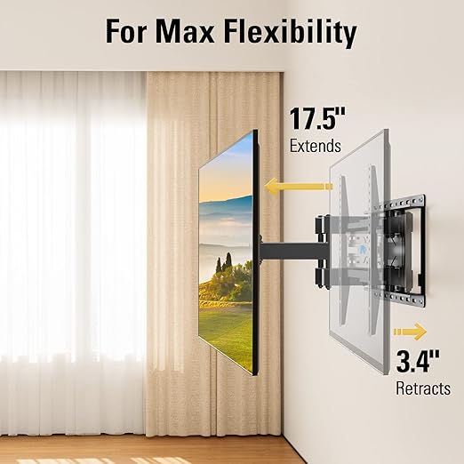 Full Motion TV Wall Mount for 32–65 Inch TVs | Swivel, Tilt & Extend Dual Arm TV Bracket | Heavy Duty Articulating Wall Mount for LED, LCD, 4K & Smart TVs