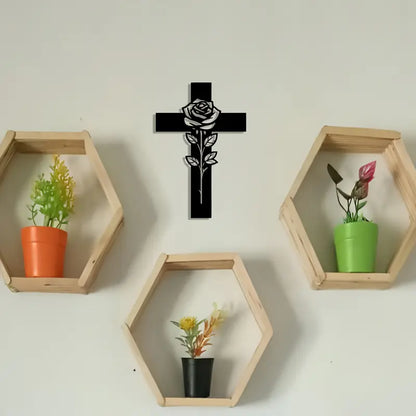 Jesus Cross With Rose Christian Home Decor, Christmas & Baptism Gift