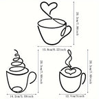 Coffee Cups With Heart - Beautiful Kitchen Wall Decal - Best For Gifting