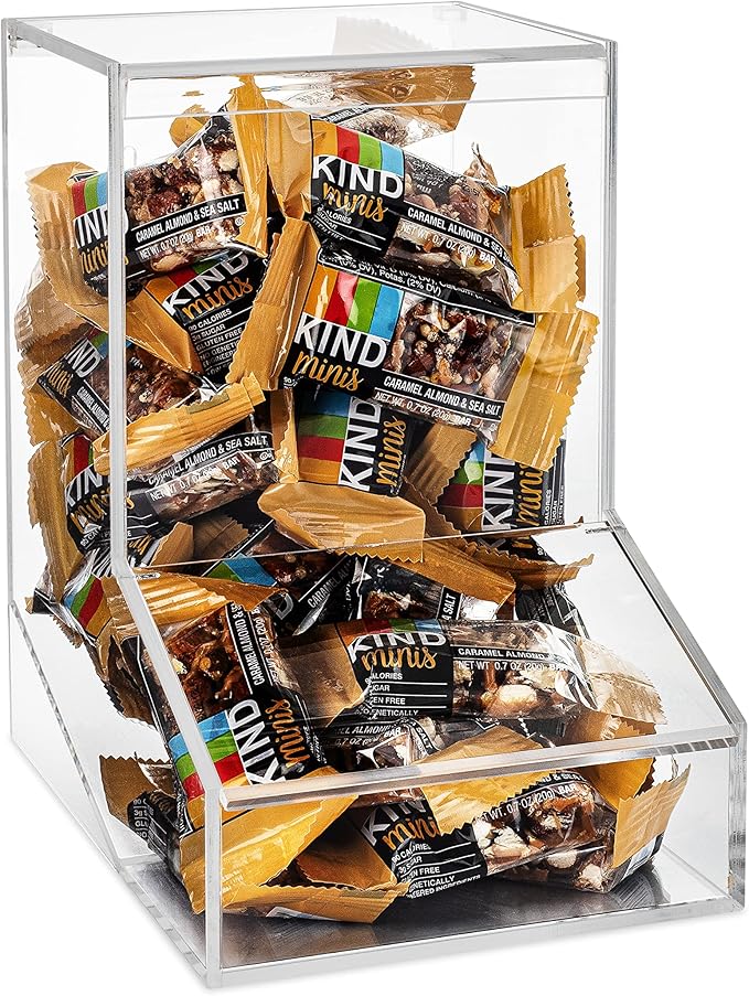 Clear Candy Dispenser Bin with 2 Lids – Bulk Candy Storage for Gum, Lollipops & Chocolate, Countertop or Wall Mount