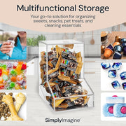 Clear Candy Dispenser Bin with 2 Lids – Bulk Candy Storage for Gum, Lollipops & Chocolate, Countertop or Wall Mount