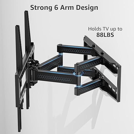 TV Wall Mounts | Full Motion TV Wall Mount for 26–55 Inch TVs | Dual Swivel Articulating Arms | Heavy Duty Bracket for Flat & Curved Screens up to 88 lbs