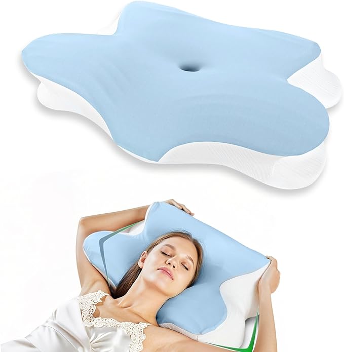 Cervical Memory Foam Pillow – Contoured Neck Support with Adjustable Height | Cooling Tencel Cover for Side, Back & Stomach Sleepers