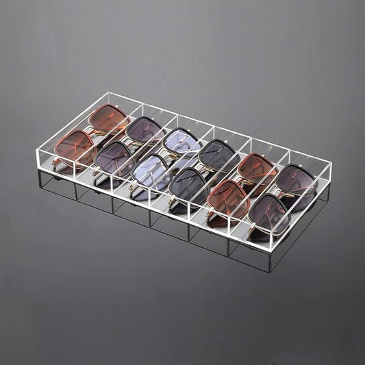 Premium Grade Acrylic Sunglasses Display Organizer, 6 Slot Clear Eyeglasses Storage Case Tray
