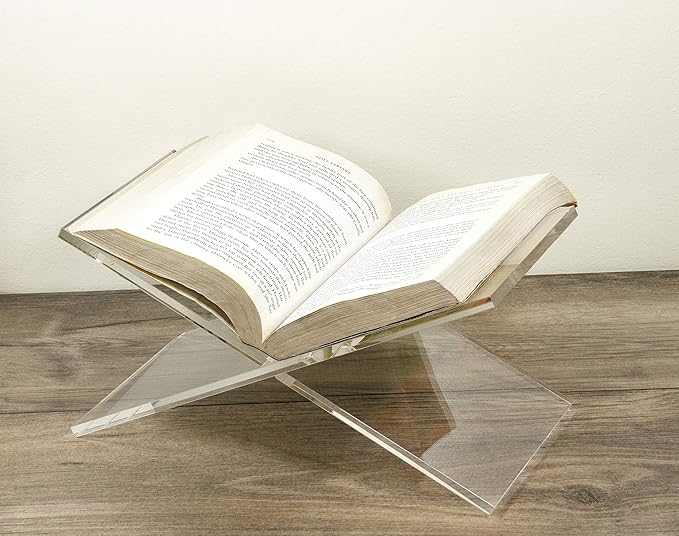 2-Piece Clear Acrylic Book & Quran Holder – Transparent Reading Stand for Open or Closed Books, Magazines & Textbooks