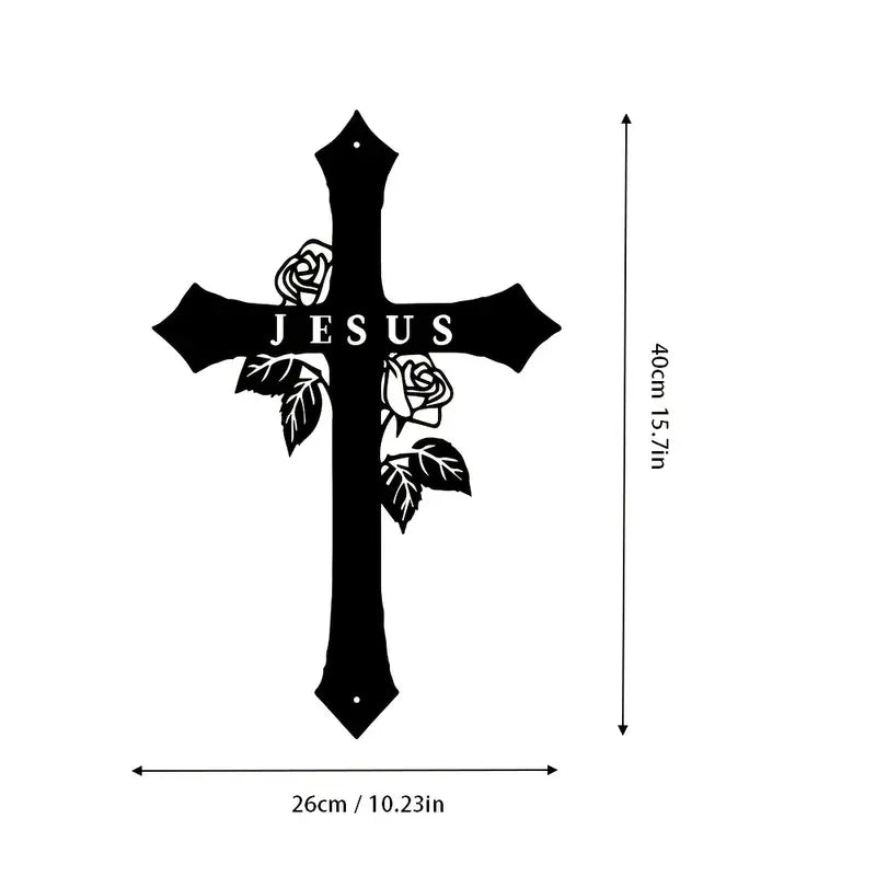 Jesus Cross With Roses - Christian Home - Christmas & Baptism - Church & Home