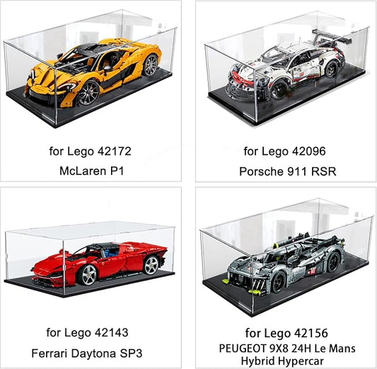 Acrylic Display Case for LEGO Car Models – Clear Showcase Box with Acrylic Base