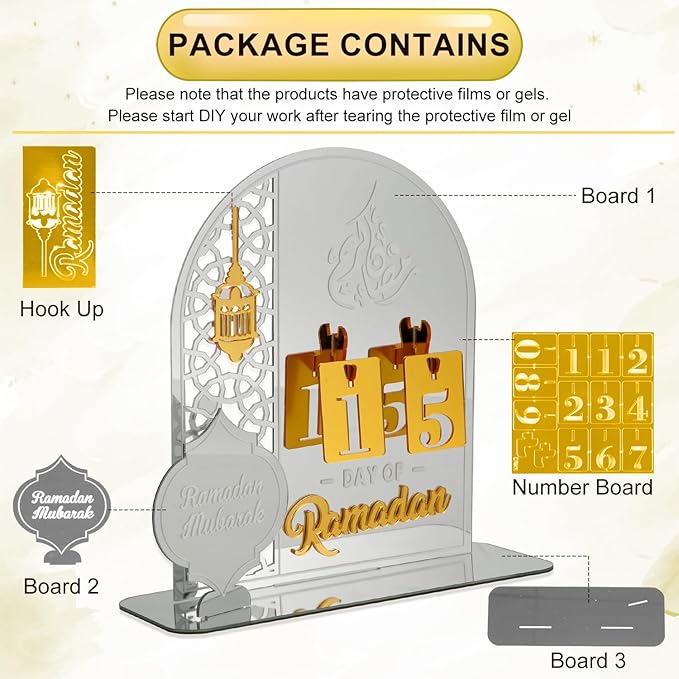 Ramadan Table Calendar | Ramadan Countdown Calendar | Desk Calendars Ramadan | Decorations for Home Decor Muslim Festival&nbsp;