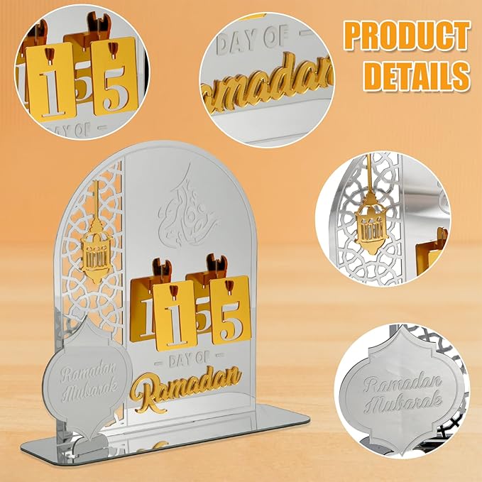 Ramadan Table Calendar | Ramadan Countdown Calendar | Desk Calendars Ramadan | Decorations for Home Decor Muslim Festival&nbsp;