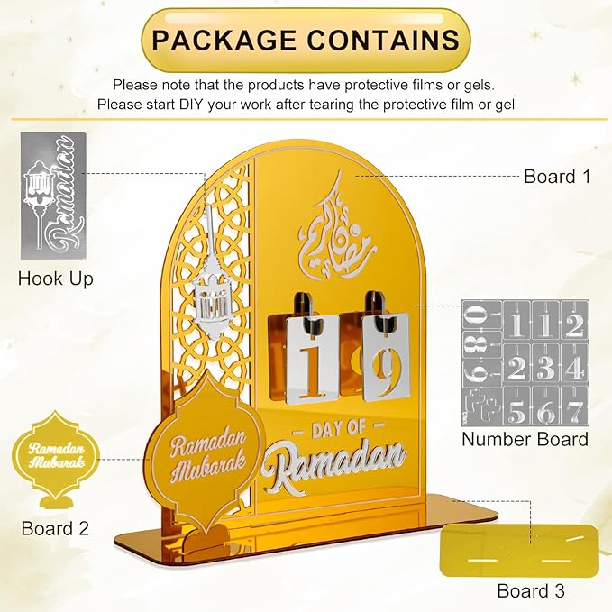 Ramadan Table Calendar | Ramadan Countdown Calendar | Desk Calendars Ramadan | Decorations for Home Decor Muslim Festival&nbsp;