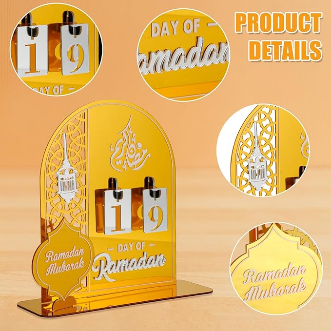 Ramadan Table Calendar | Ramadan Countdown Calendar | Desk Calendars Ramadan | Decorations for Home Decor Muslim Festival&nbsp;