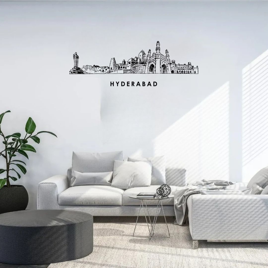 Hyderabad, India - Skyline Acrylic Wall Art - Home Decal - Indian National Day