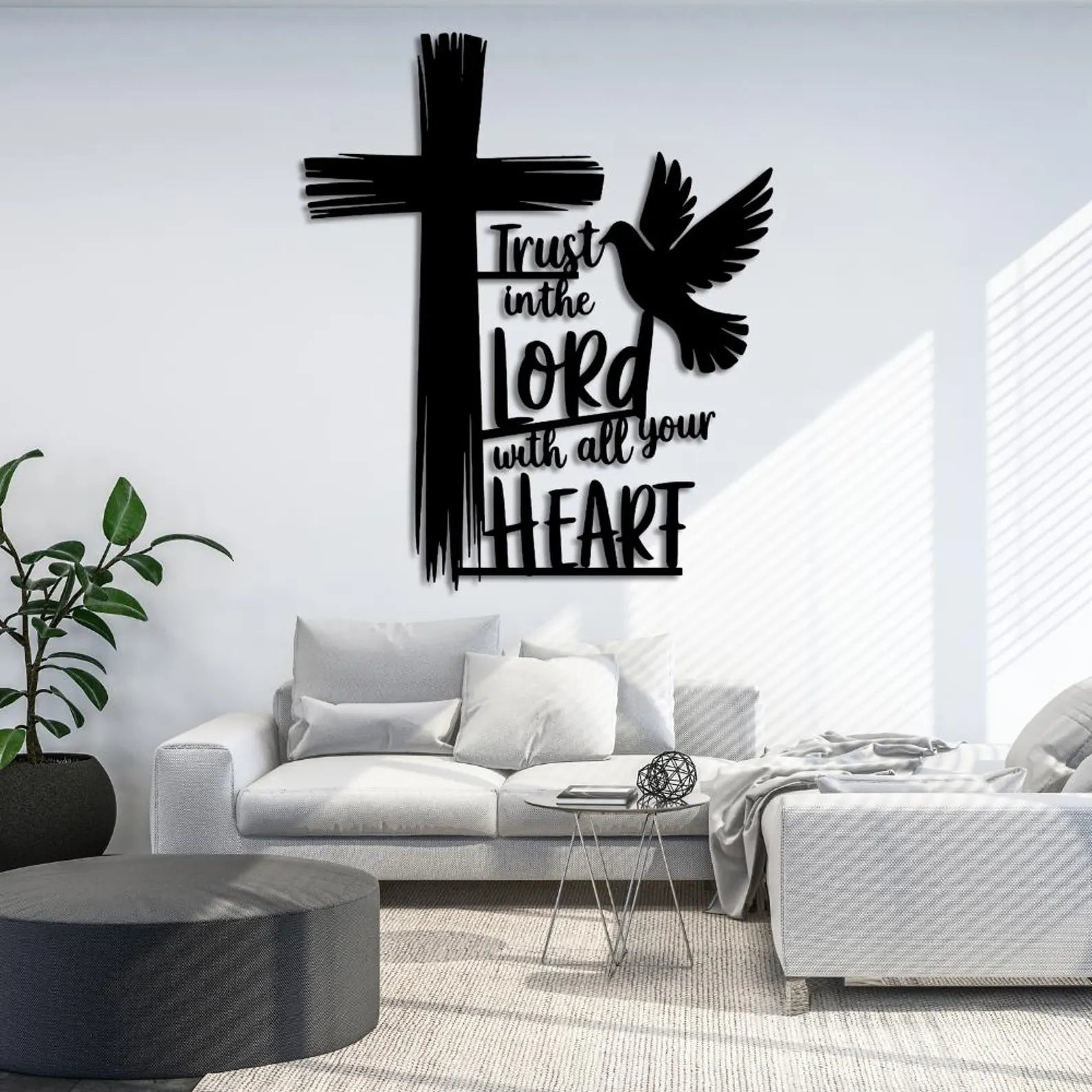 Cross Dove & Bible Qoute - Christmas & Baptism - For Church & Home Decal