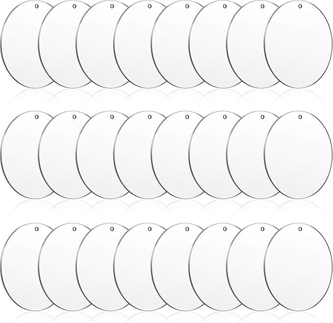 24 Pieces 4 Inch Acrylic Keychain Blanks 0.06 Inch Thick Acrylic Circles Clear Disc Ornaments Blanks with Hole Acrylic Transparent Circle Discs for DIY Keychain and Craft Projects Supplies (4 Inch)
