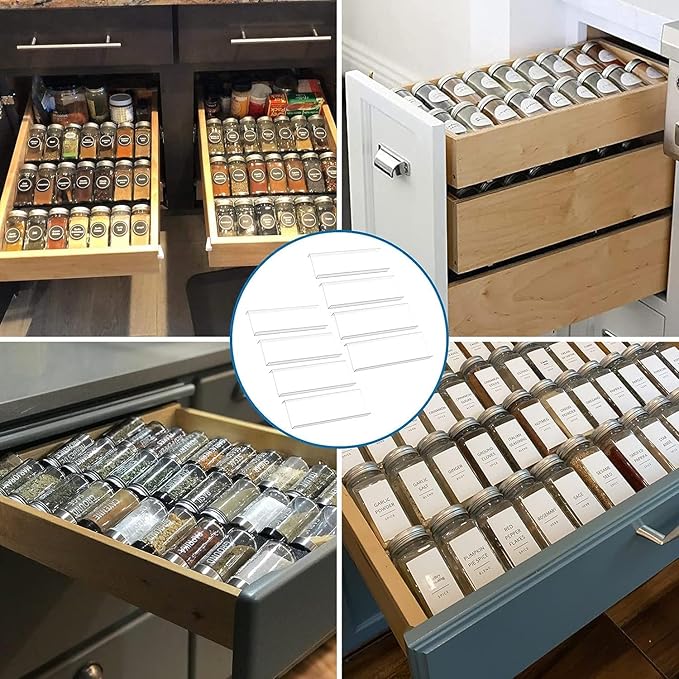 11" Spice Drawer Organizer, 4 Tier Clear Acrylic Seasoning Jars Drawer Insert, Kitchen Drawer Spice Rack Tray for Cabinet/Countertop