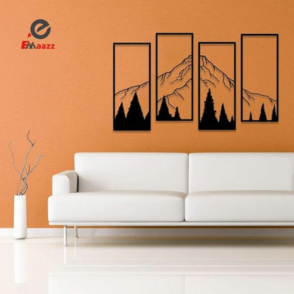 Mountain and Forest Wall Frame | 4 Pcs | Acrylic Wall Art | Home Decoration