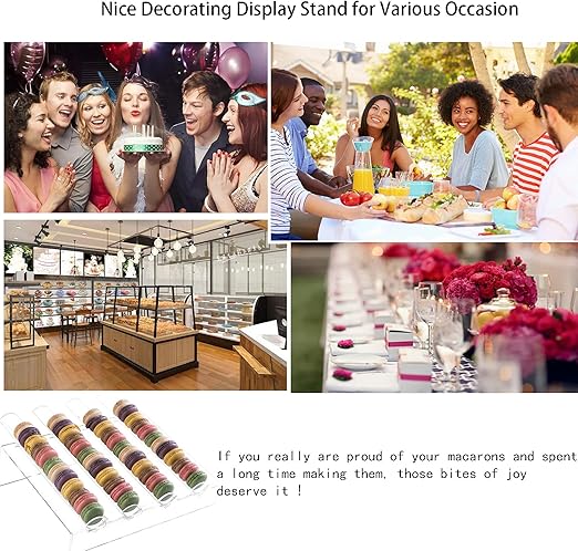 Acrylic Macaron Display Tray – 4 Slot Clear Cookie Display Stand for Macarons, Pastries & Desserts