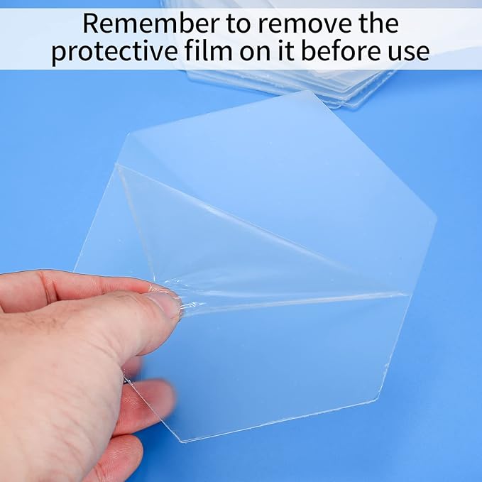 30 Pcs Clear Hexagon Acrylic Sheets – Transparent Acrylic Blanks for DIY Crafts, Painting, Place Cards, Signs & Display Stands