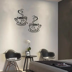 Coffee Cups With Hearts - Beautiful Kitchen Wall Decal - Best For Home & Restaurant