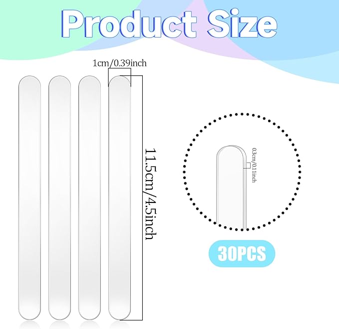 30 Pcs Clear Acrylic Sticks – Reusable Transparent Sticks for Cake Pops, Candy, Ice Pops & DIY Party Crafts