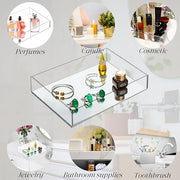 Vanity Tray, Multifunctional Bathroom Decorative Tray with Smooth Mirror Home Décor, Countertop Organization Bathroom Holder Organizer for Candles Perfume Cosmetics Jewelries