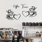 Coffee Time - Coffee Cups With Love & Heart - Kitchen Wall Decal