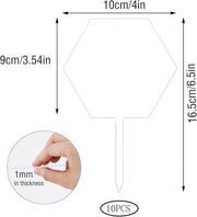 10 Pcs Clear Acrylic Cake Toppers – Blank Hexagon Shape DIY Cake Decoration for Weddings, Birthdays & Parties
