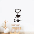 Coffee Cup & Heart, Love - Beautiful Kitchen Wall Decal - Best For Home & Restaurant