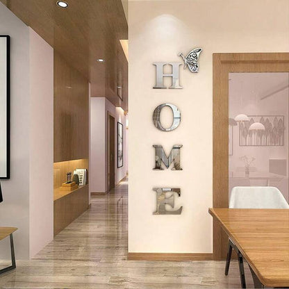 Acrylic Home Sign Letters Wall Decor, Acrylic Mirror Wall Stickers Family Wall Decoration for Living Room Bedroom Home Hallway(63 x 11.8In,Silver)