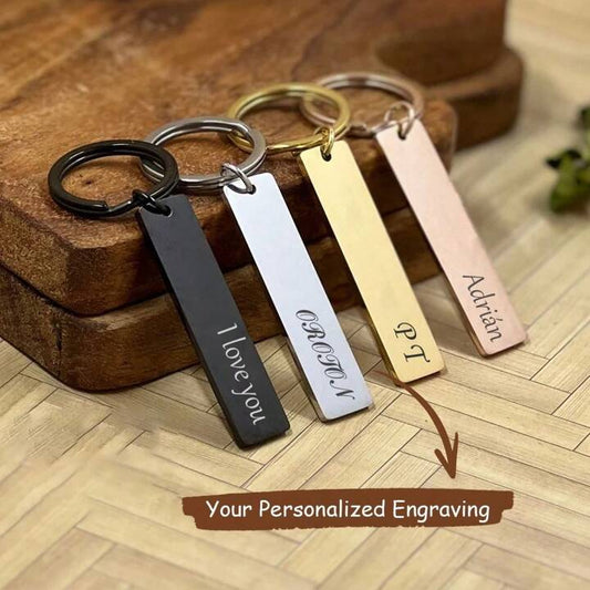 Custom Engraved Personalized Keychain for Him Her - Birthday Valentine's Day Christmas Gifts