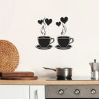 Coffee With Hearts & Love - Beautiful Kitchen Wall Decal - Best For Home & Restaurant